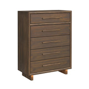Brisbane Queen UPH 5PC Bedroom Set with Boucle Beige and LED in Brown