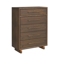 Brisbane Queen UPH 5PC Bedroom Set with Boucle Beige and LED in Brown