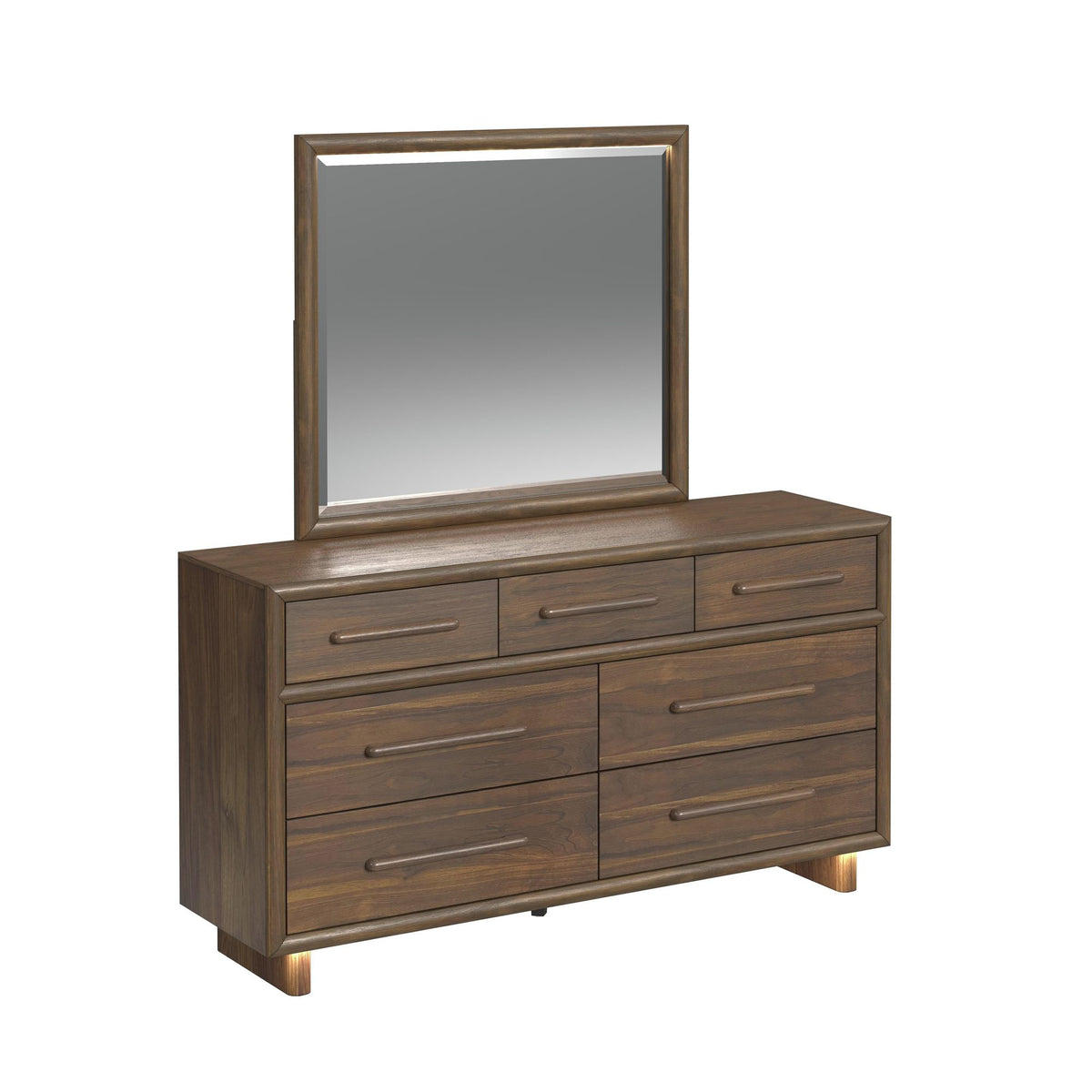 Brisbane Dresser And Mirror Set With Led In Brown