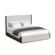 Brisbane King UPH 5PC Bedroom Set with Boucle Beige and LED in Brown