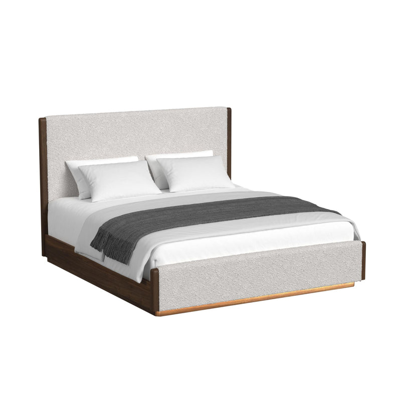 Brisbane King Uph Bed With Boucle Beige And Led In Brown
