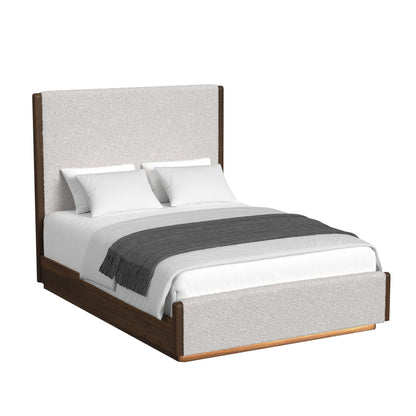 Brisbane Queen UPH 3PC Bedroom Set with Boucle Beige and LED in Brown