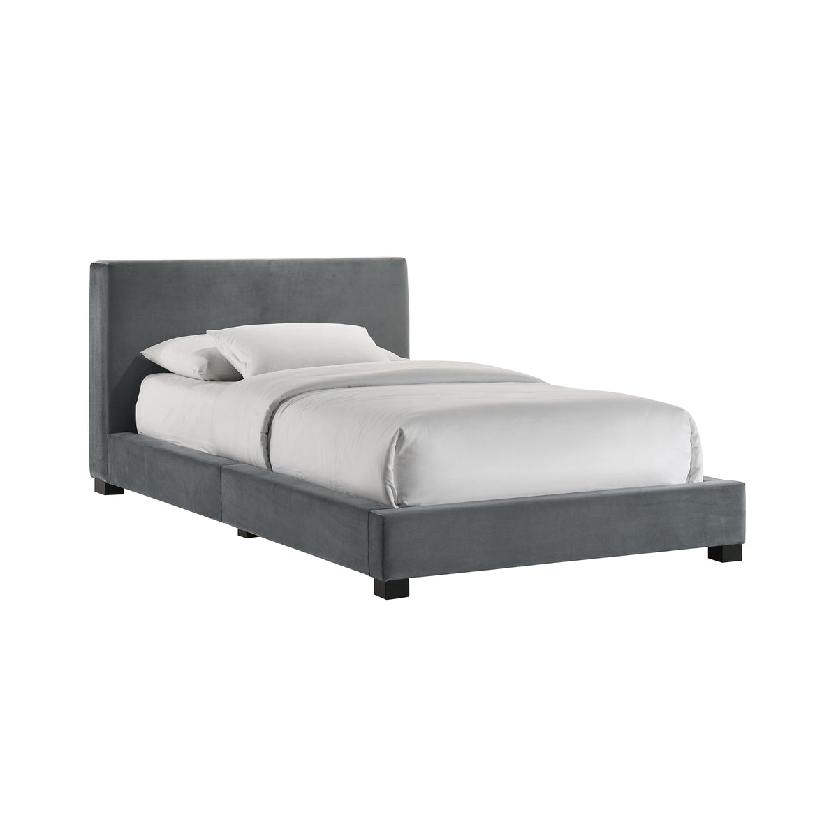 Brookhaven Twin Uph Bed In Grey Velvet