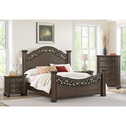 Brunswick King 4PC Bedroom Set with 2 Nightstands & Chest in Mahogany