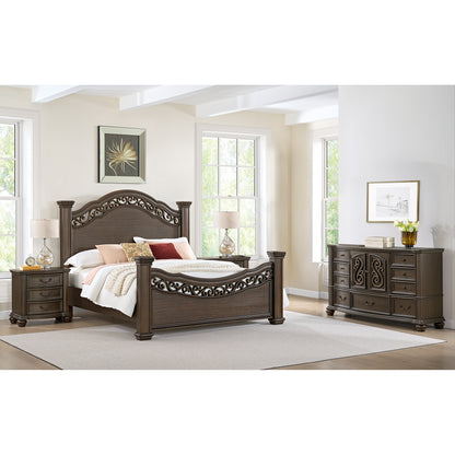 Brunswick King 4PC Bedroom Set with 2 Nightstands & Dresser in Mahogany