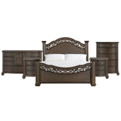 Brunswick King 5PC Bedroom Set with 2 Nightstands, Dresser & Chest in Mahogany