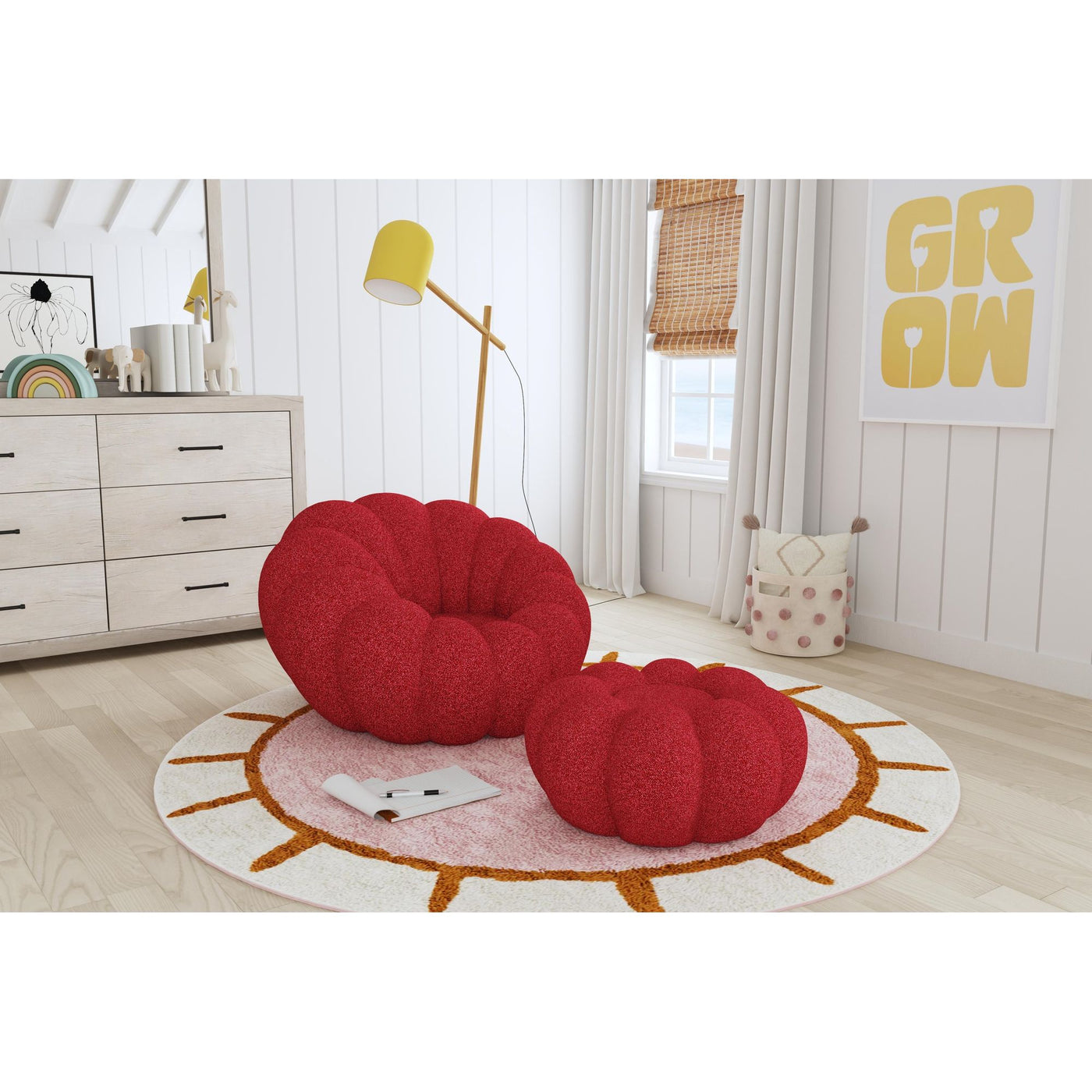 Bubble Swivel Chair & Ottoman in Red
