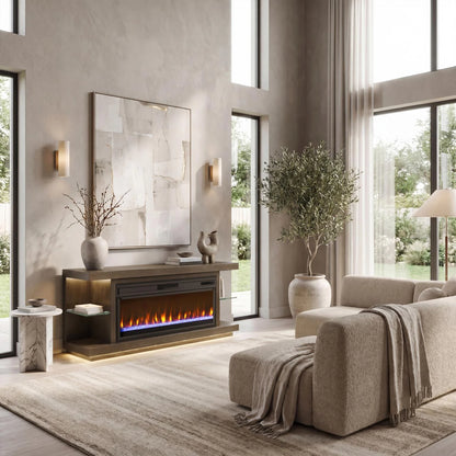 Riviera White Console Fireplace