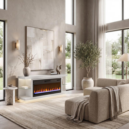 Riviera White Console Fireplace