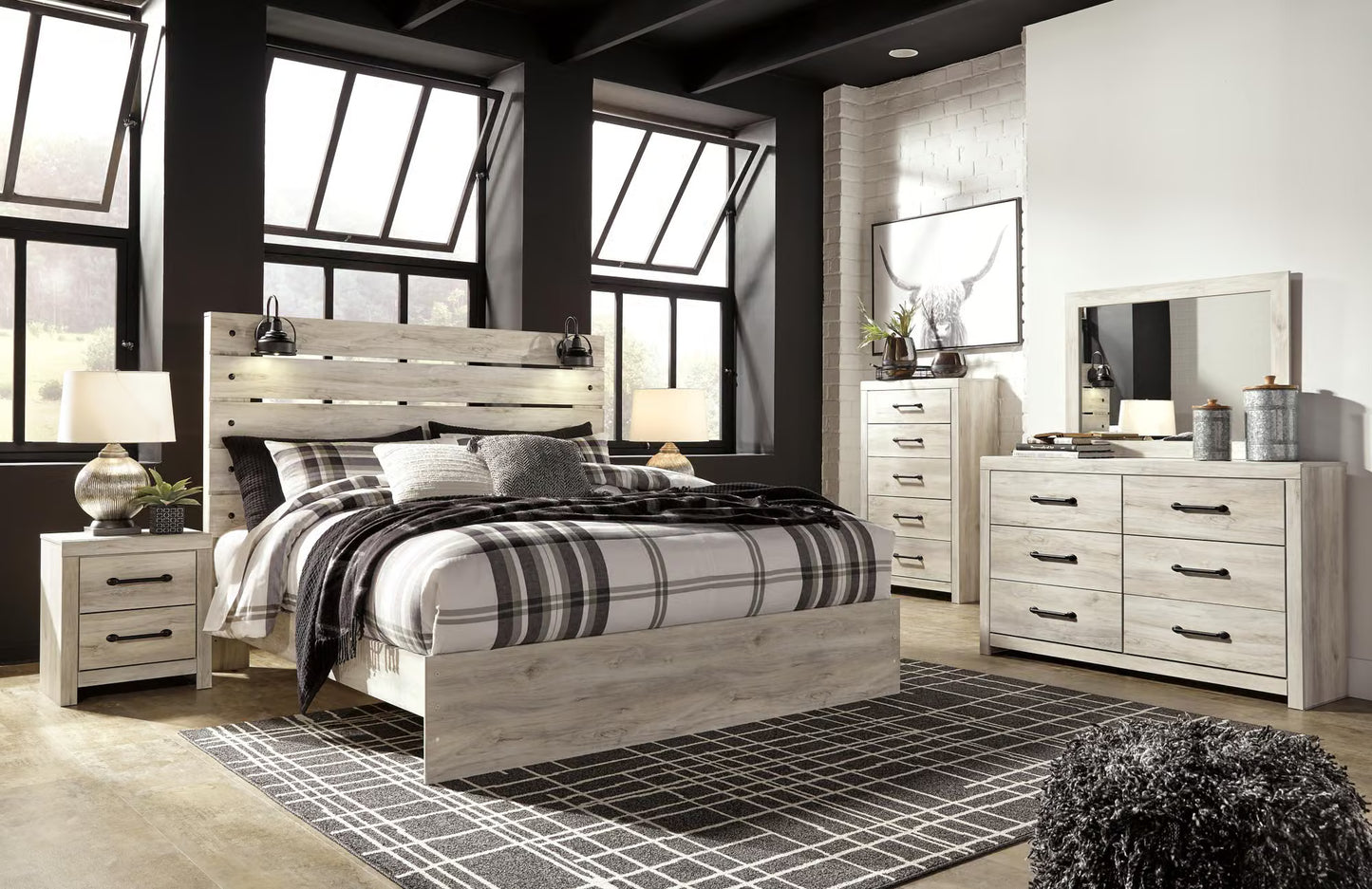 Cambeck Panel 6PC Bedroom Set with 2 Nightstands
