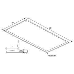 52x27-inch 6mm Rectangular Clear Tempered Glass Top