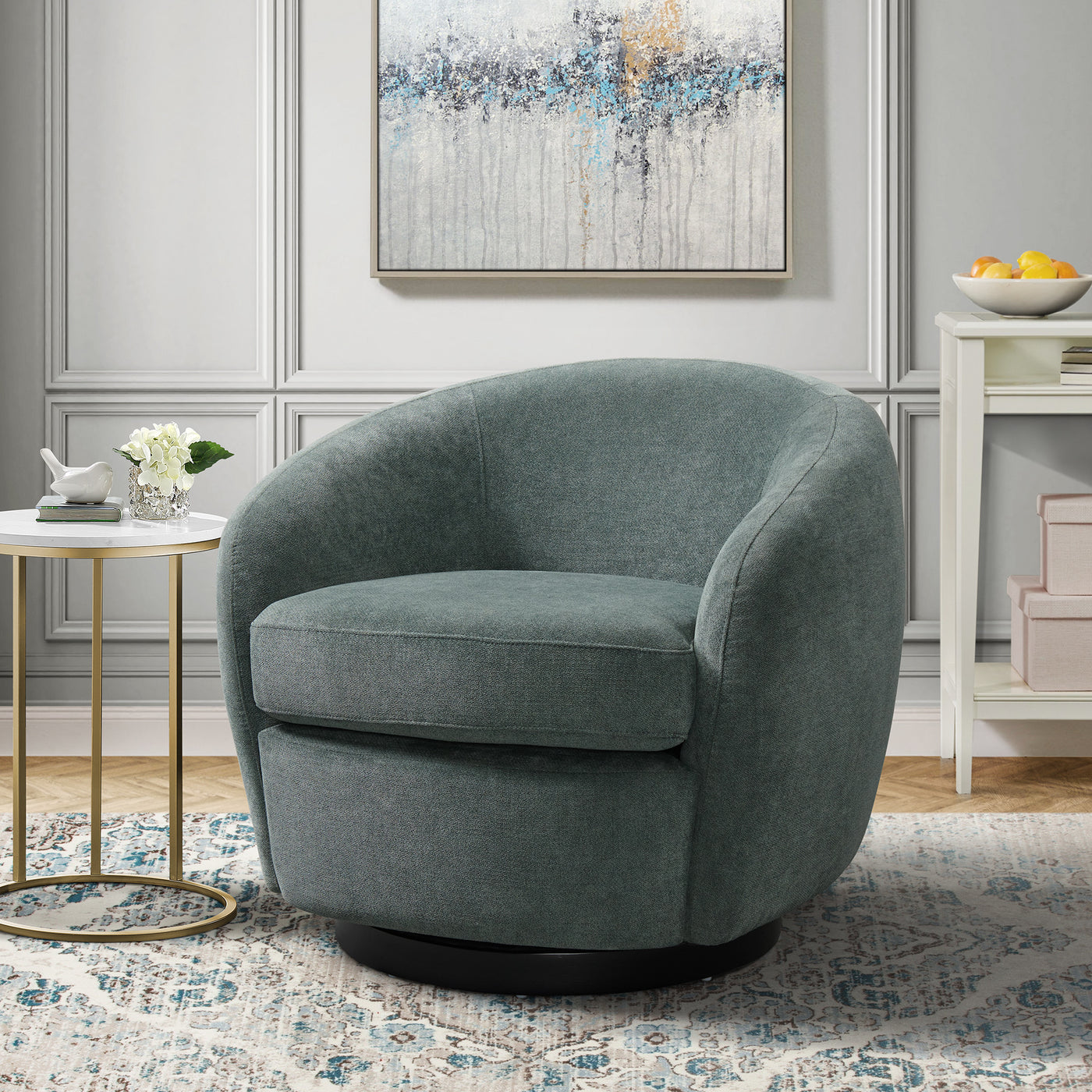 Chanel Swivel Chair in Bristo Teal