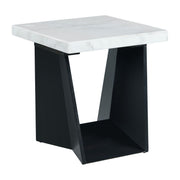 Beckley End Table in White Marble Top & Dark Base