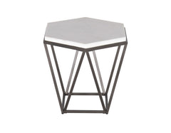 Corvus White Marble Top Hexagon End Table