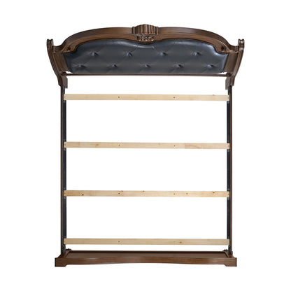 Cadenza King UPH 5PC Bedroom Set with Black PU in Brown