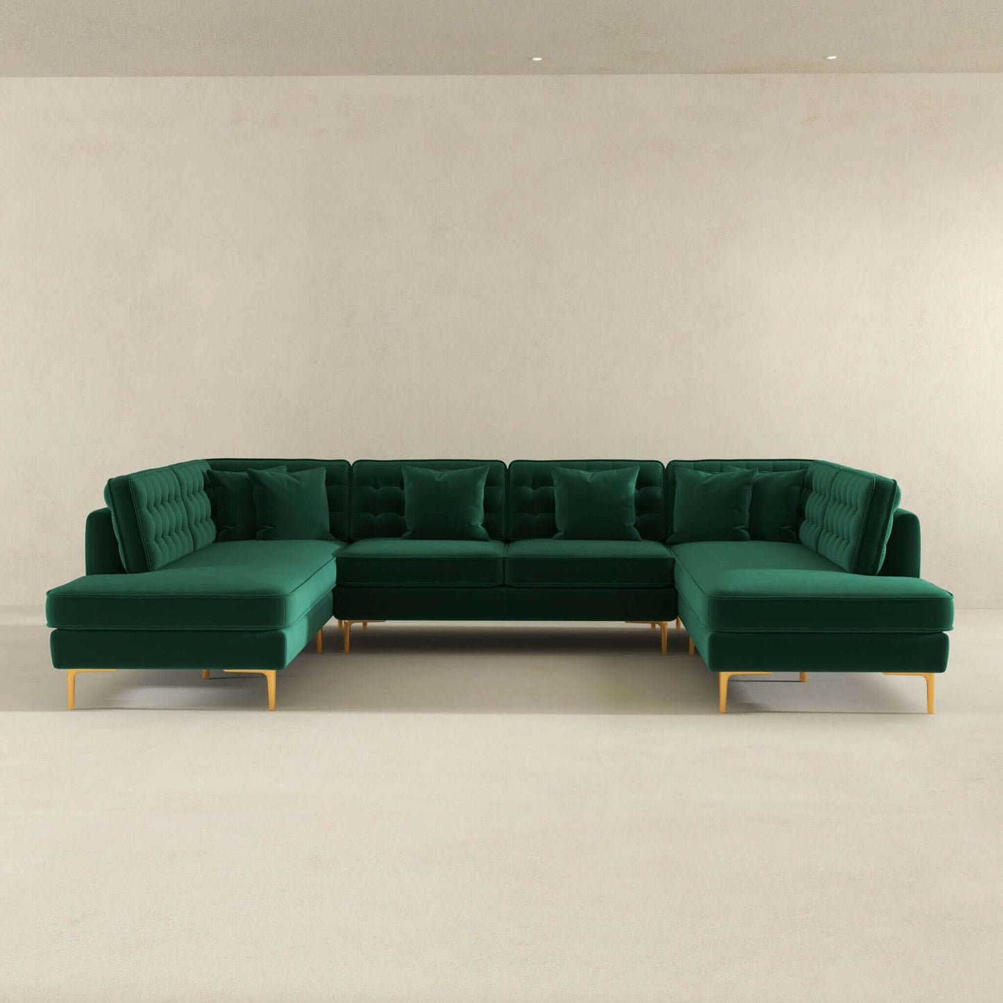 Brooke Green Velvet U Shape Corner Sofa