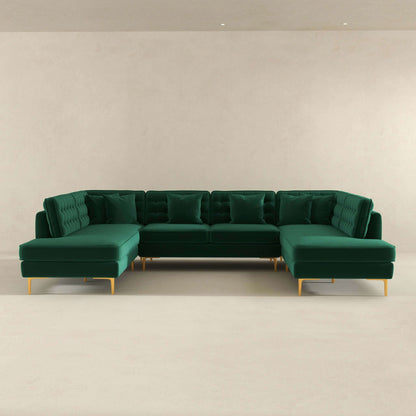 Brooke Green Velvet U Shape Corner Sofa