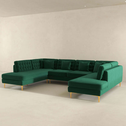 Brooke Green Velvet U Shape Corner Sofa