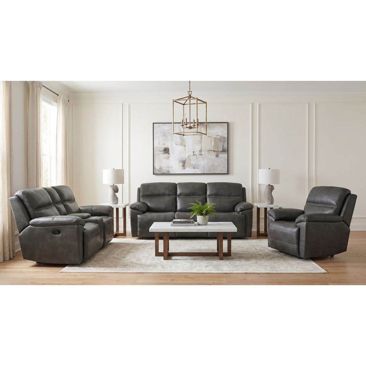 Camaro Motion Loveseat with Console in Nugget Grey
