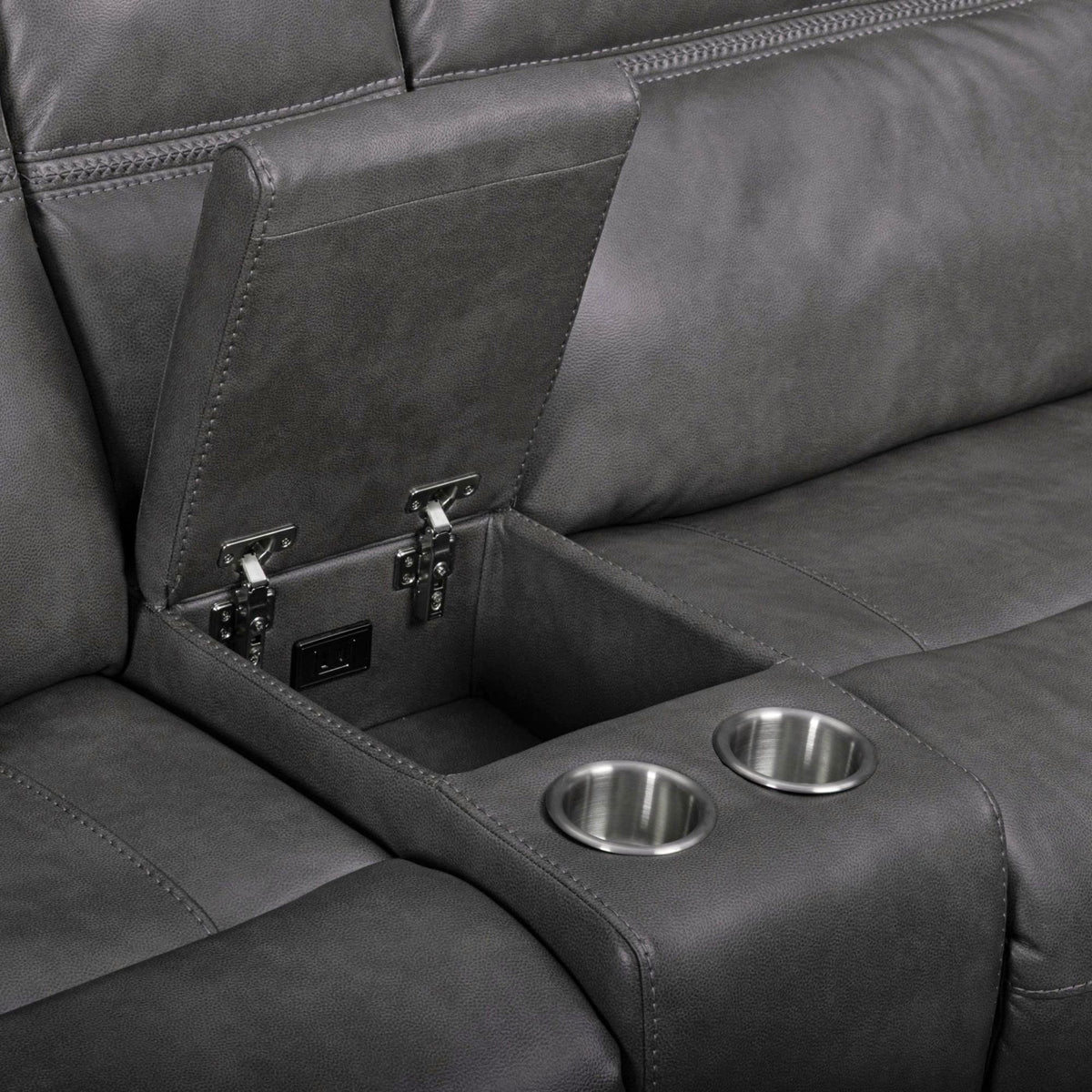 Camaro Motion Loveseat with Console in Nugget Grey