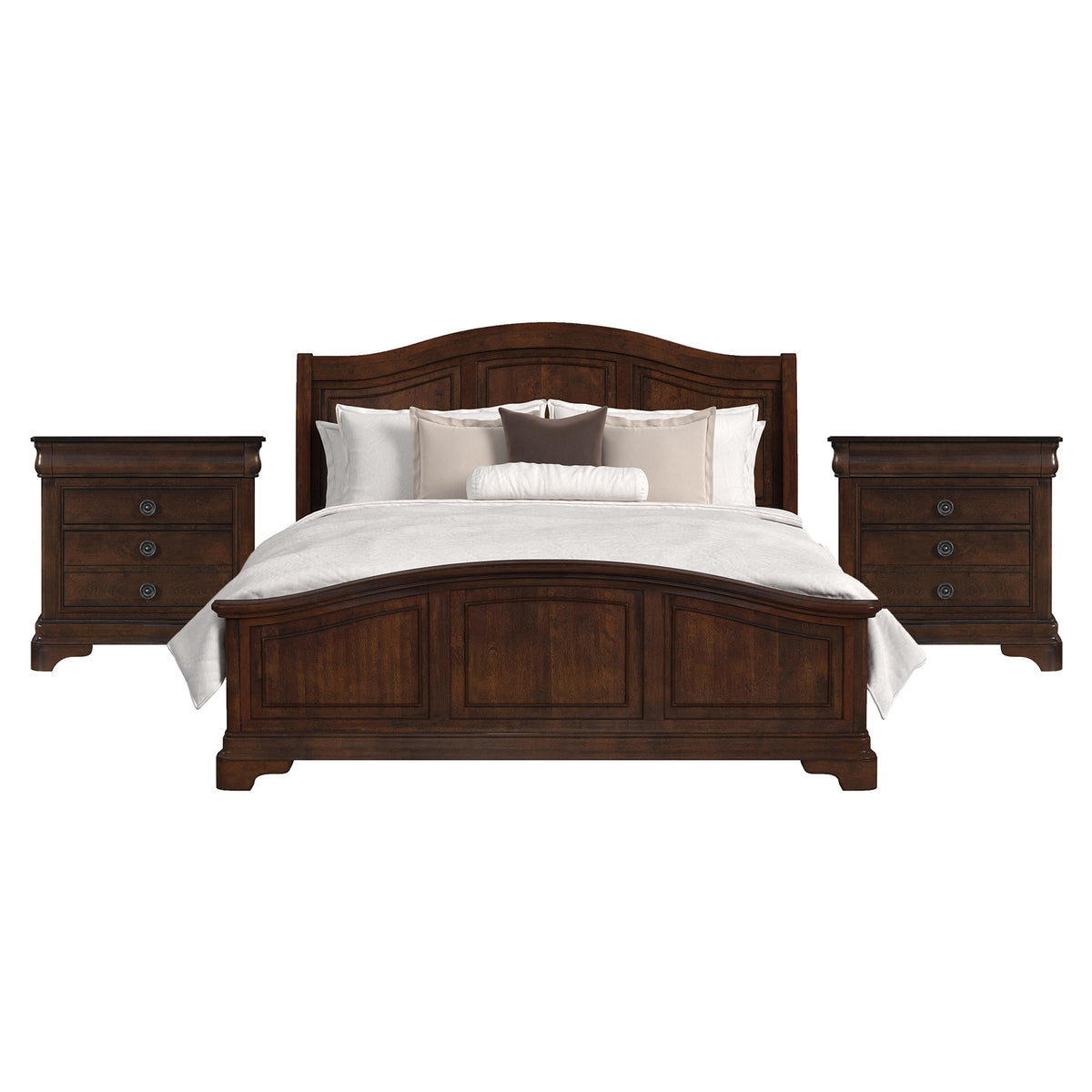 Cameron Cherry King 3PC Bedroom Set with 2 Nightstands