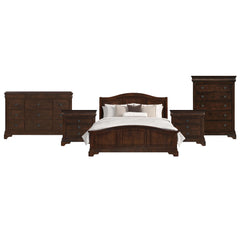 Cameron Cherry King 5PC Bedroom Set with 2 Nightstands, Dresser & Chest