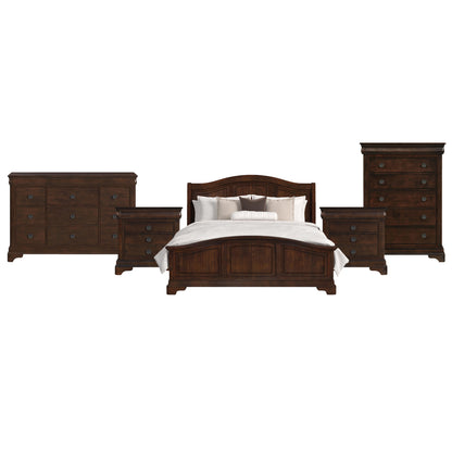 Cameron Cherry King 5PC Bedroom Set with 2 Nightstands, Dresser & Chest
