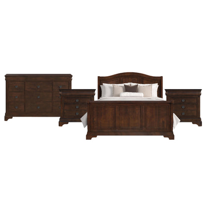 Cameron Cherry King Sleigh 4PC Bedroom Set with 2 Nightstands & Dresser