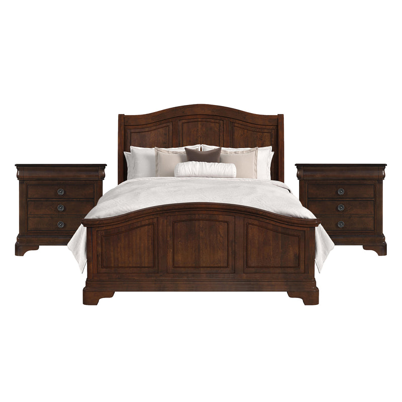 Cameron Cherry Queen 3PC Bedroom Set with 2 Nightstands