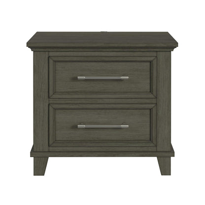 Canterbury 2-Drawer Nightstand with USB in Grey