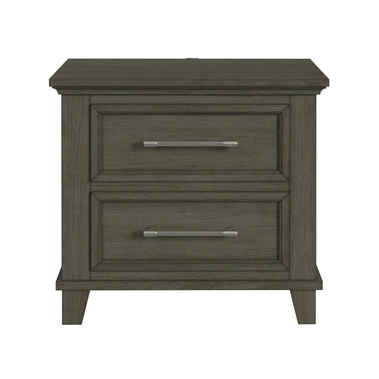 Canterbury 2-Drawer Nightstand with USB in Grey