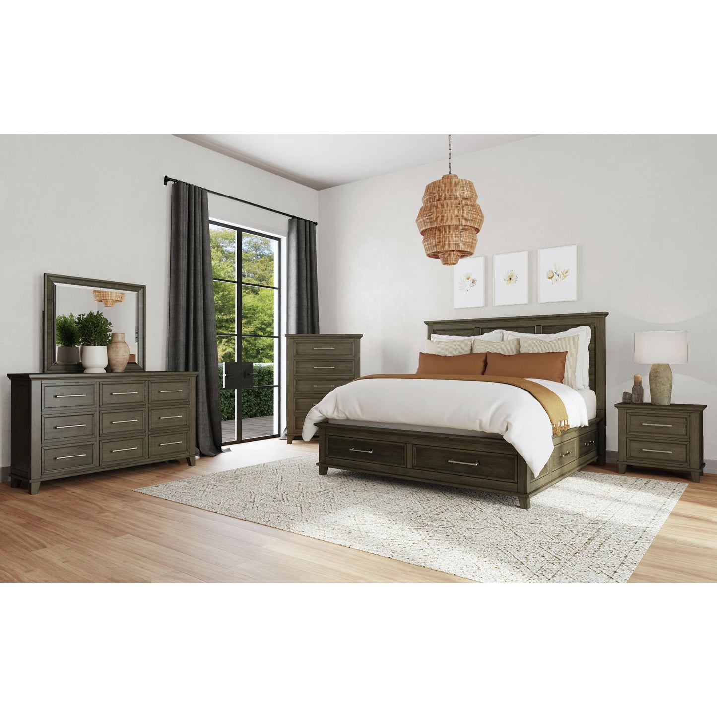 Canterbury Queen Storage 3PC Bedroom Set in Grey