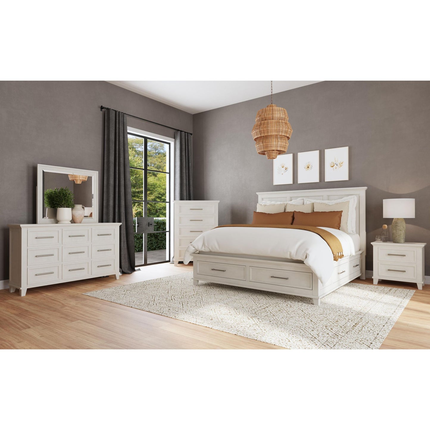 Canterbury Dresser and Mirror Set in Ivory