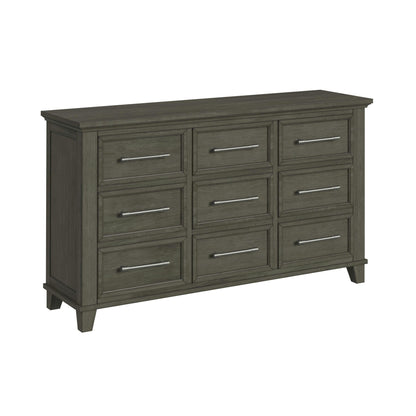Canterbury Queen 5PC Bedroom Set with 2 Nightstands, Dresser & Chest in Grey