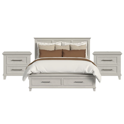 Canterbury King Storage 3PC Bedroom Set with 2 Nightstands in Ivory