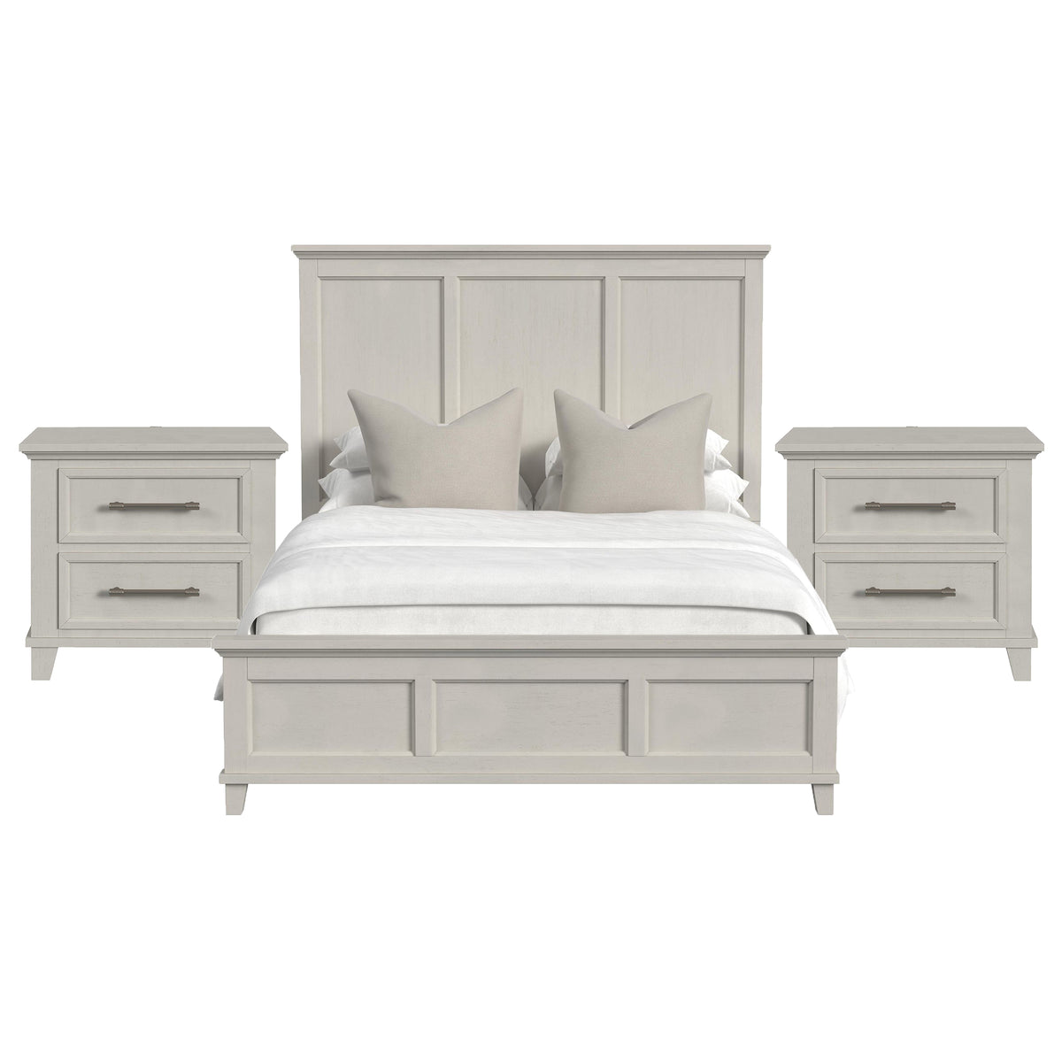 Canterbury Queen 3PC Bedroom Set with 2 Nightstands in Ivory