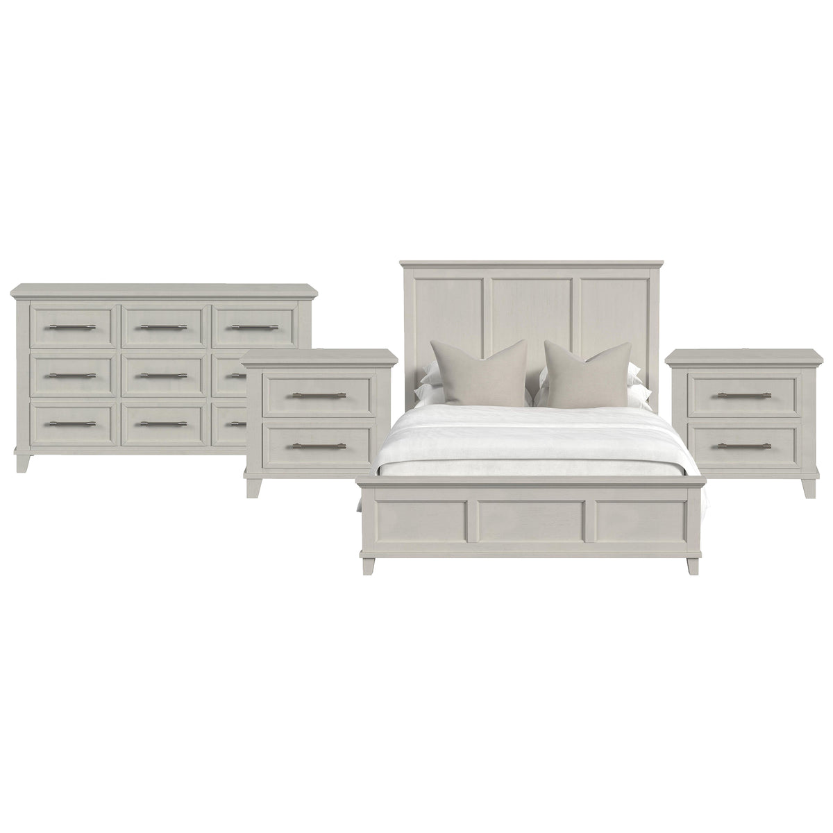 Canterbury Queen 4PC Bedroom Set with 2 Nightstands & Dresser in Ivory