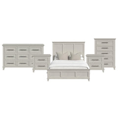 Canterbury Queen 5PC Bedroom Set with 2 Nightstands, Dresser & Chest in Ivory