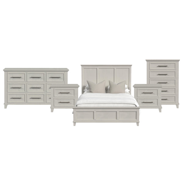 Canterbury Queen 5PC Bedroom Set with 2 Nightstands, Dresser & Chest in Ivory