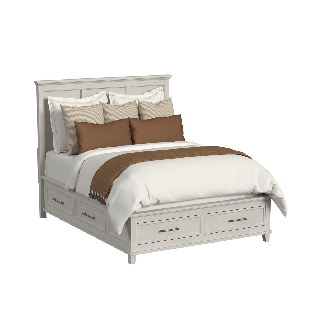 Canterbury Queen Storage 5PC Bedroom Set with 2 Nightstands, Dresser & Chest in Ivory