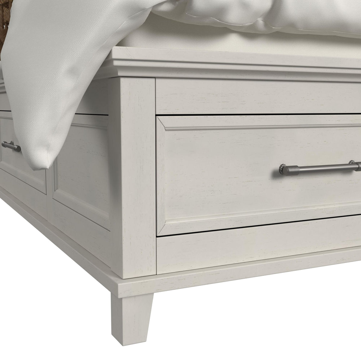 Canterbury Queen Storage 4PC Bedroom Set with 2 Nightstands & Dresser in Ivory