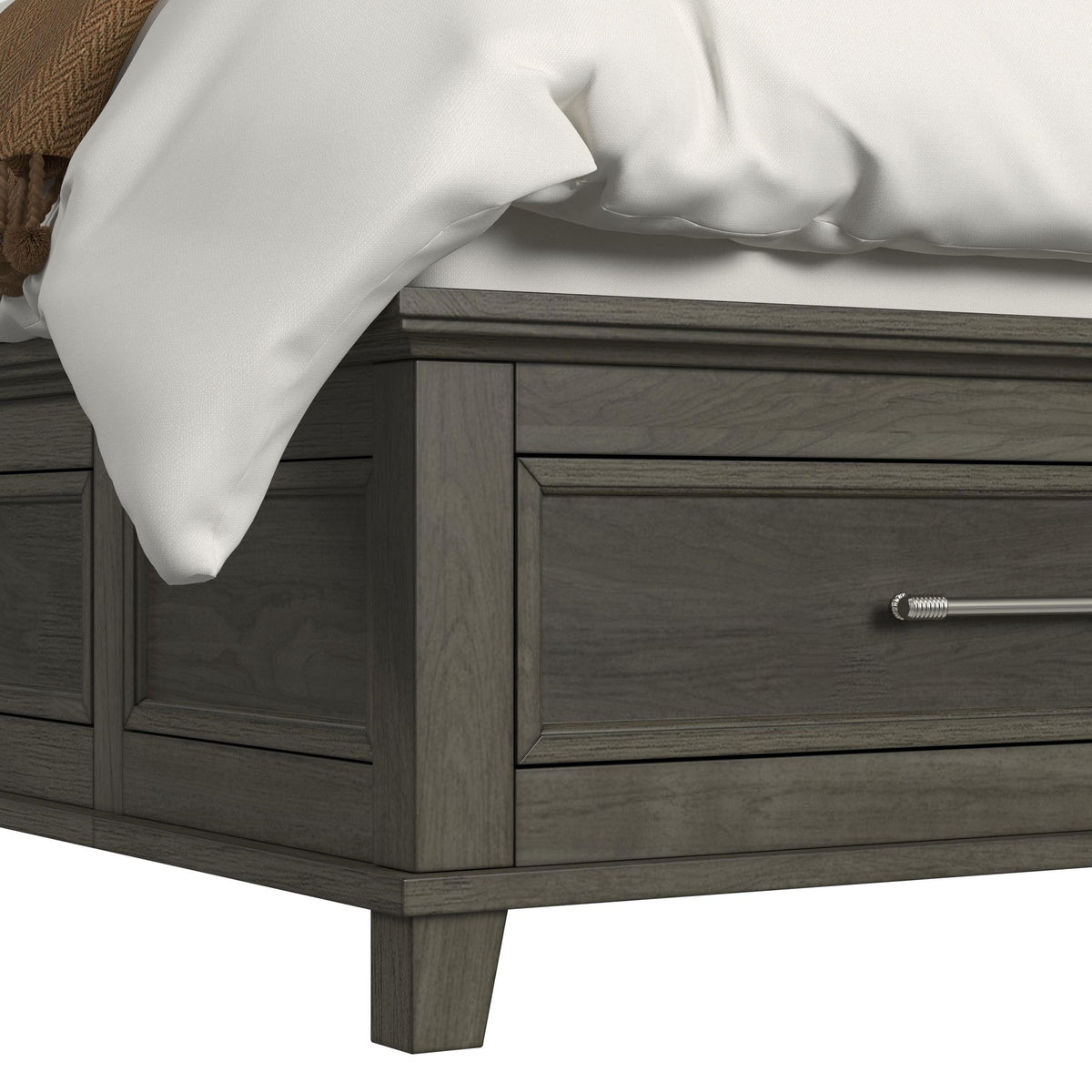 Canterbury Queen Storage 4PC Bedroom Set with 2 Nightstands & Chest in Grey