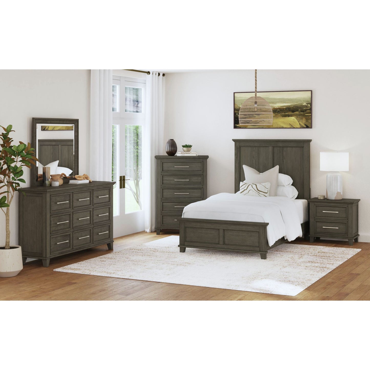 Canterbury Twin Panel 5PC Bedroom Set in Grey