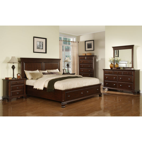 Canton Cherry King Storage 4PC Bedroom Set