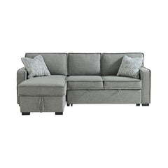 Caracas Sectional Sleeper Chofa with Pull Bed, Drop Table & USB in Palmer Grey