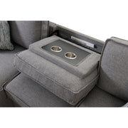 Caracas Sectional Sleeper Chofa with Pull Bed, Drop Table & USB in Palmer Grey