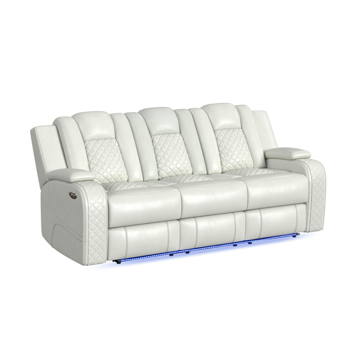 Carlo 3Pc Living Room Set In Pebble Oyster-Sofa, Loveseat & Recliner