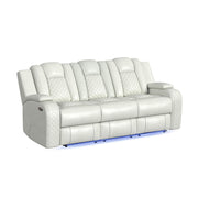 Carlo 3PC Living Room Set in Pebble Oyster-Sofa, Loveseat & Recliner