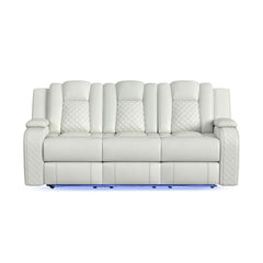 Carlo Power Motion Sofa with Power Headrest, Dropdown Table, Power strip, led and reading light in Pebble Oyster
