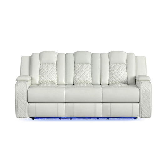 Carlo Power Motion Sofa with Power Headrest, Dropdown Table, Power strip, led and reading light in Pebble Oyster